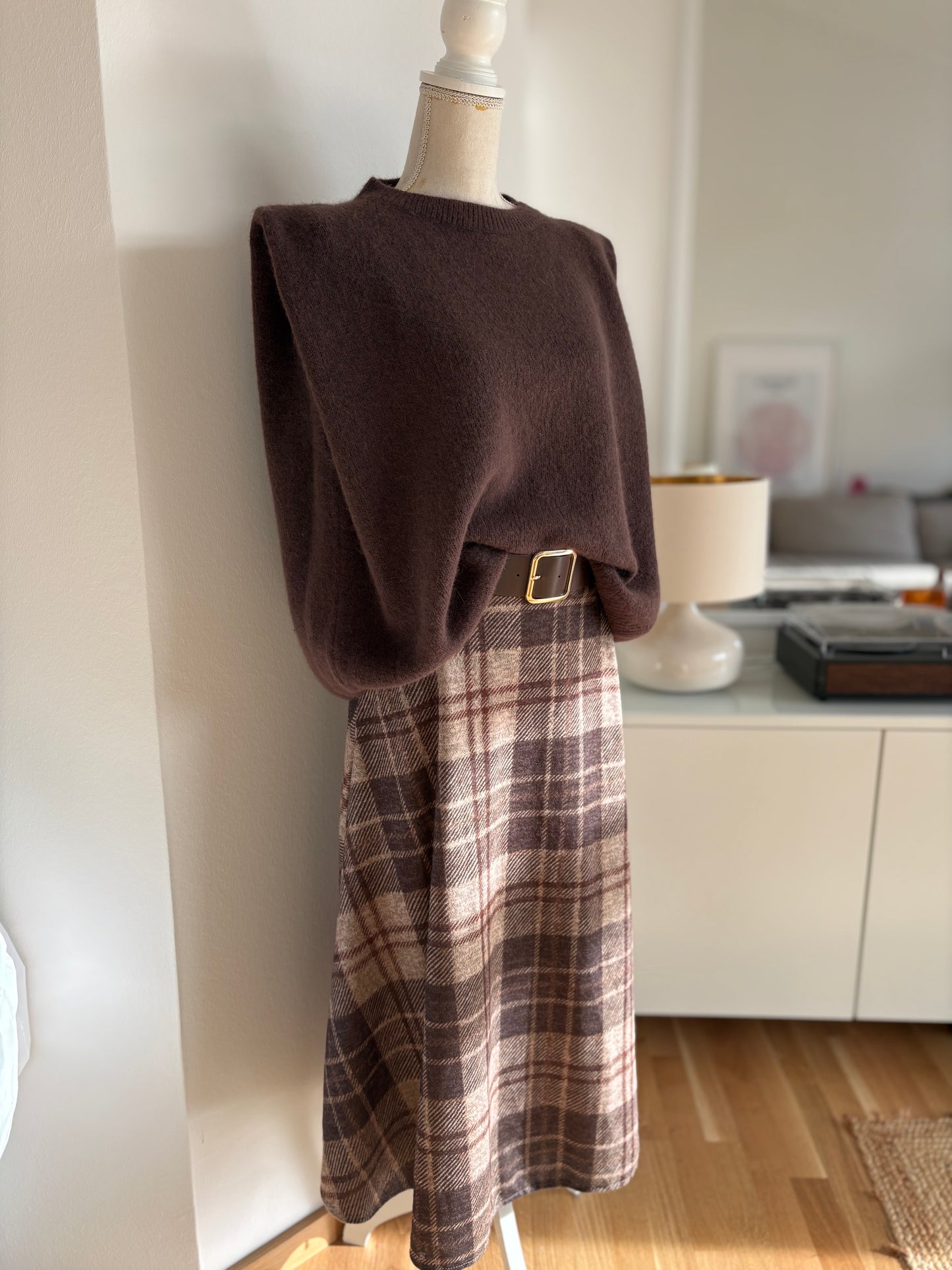 Schokobrauner Ärmelloser Pullover aus Wolle-Angora-Mix