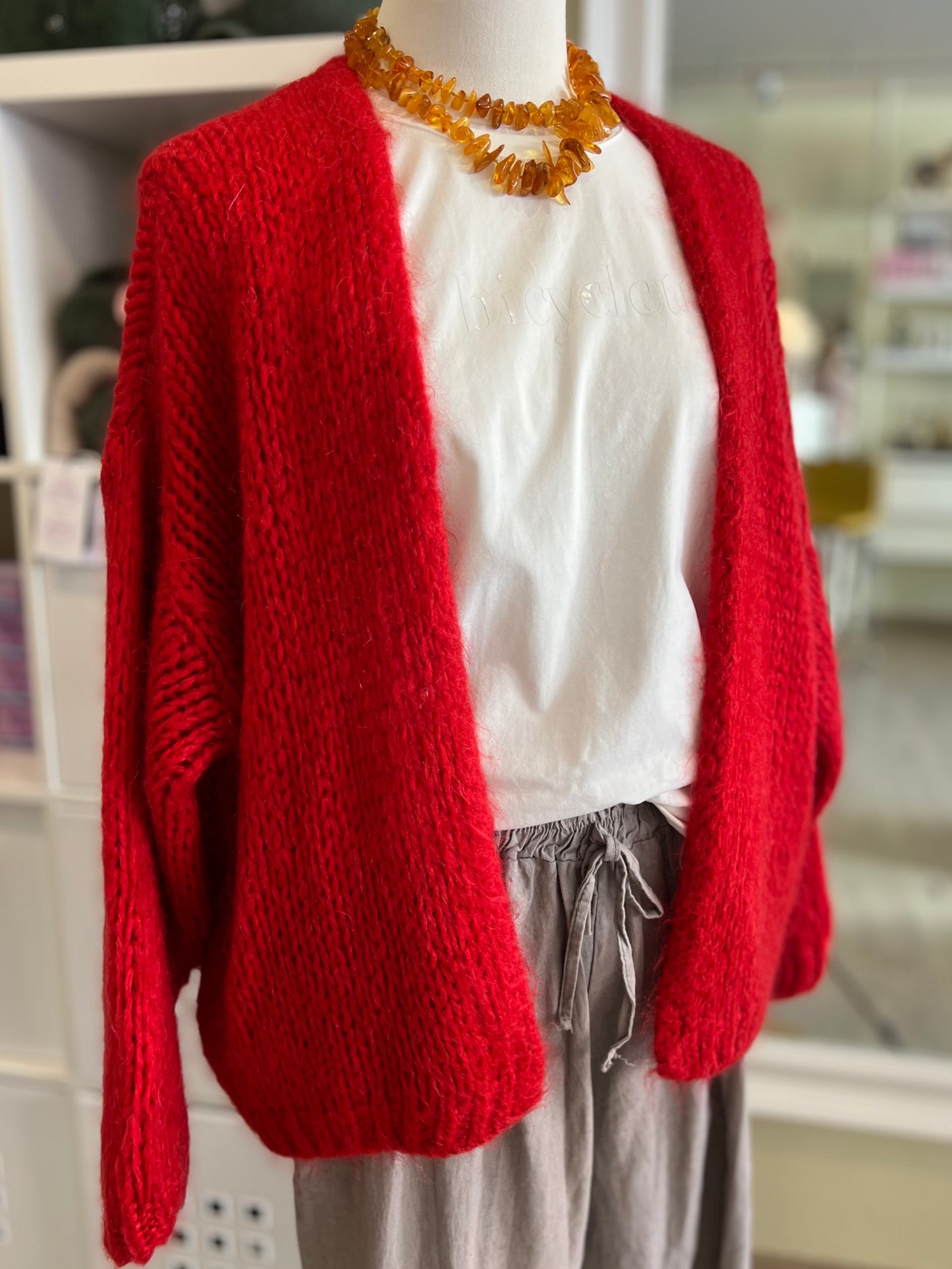 Oversized Mohair-Strickjacke