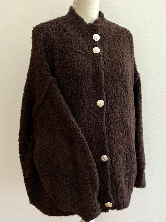 Dunkelbrauner Damen-Cardigan – elegant, sportlich & hochwertig