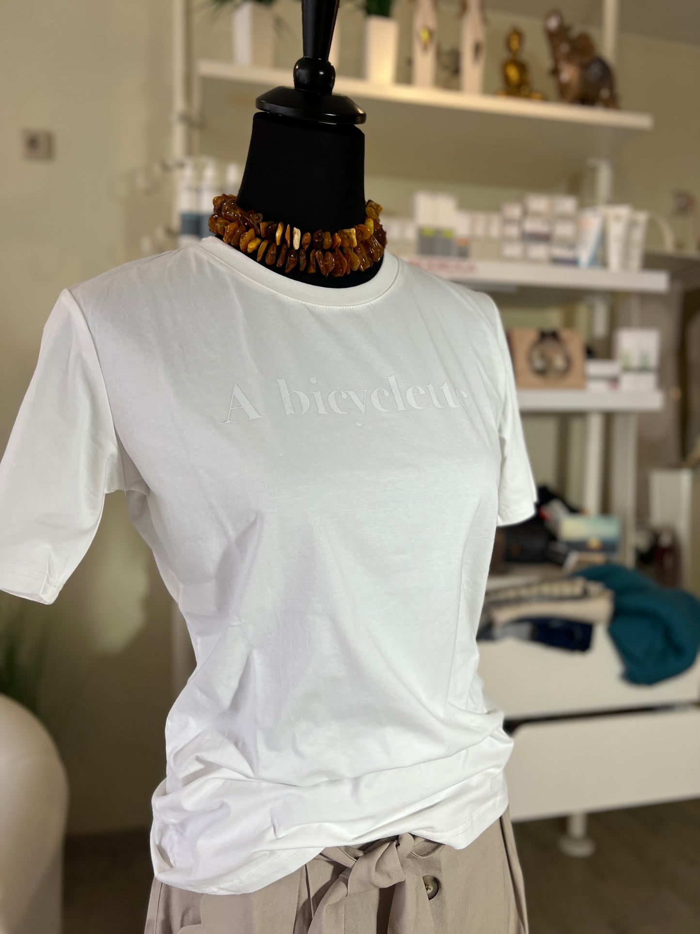 Weißes T-Shirt 'A Bicyclette'