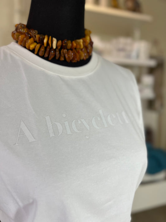 Weißes T-Shirt 'A Bicyclette'